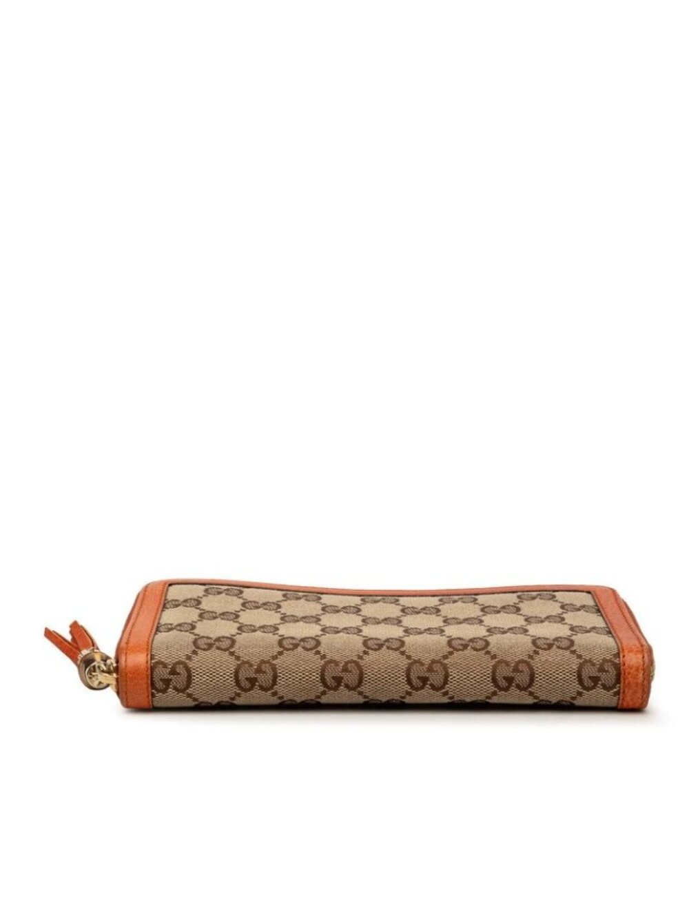 Gucci GG Canvas Bamboo Zip Around Wallet Tassel Orange Beige - Picture 3 of 6